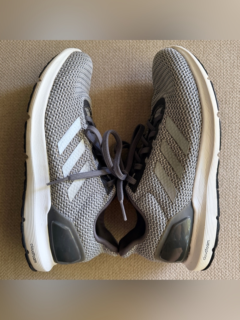 Adidas Cloudfoam Grey Mesh Running Shoes Sneakers – Men's Size 10
